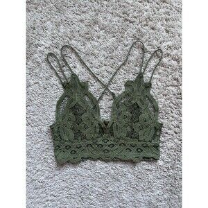 Free People FP ONE Adella Bralette in Olive Green Size XS